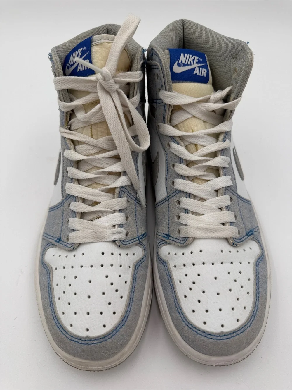 Nike Size 8 Jordan 1 Retro Hyper Royal High Top Sneakers in White, Gray/ Blue